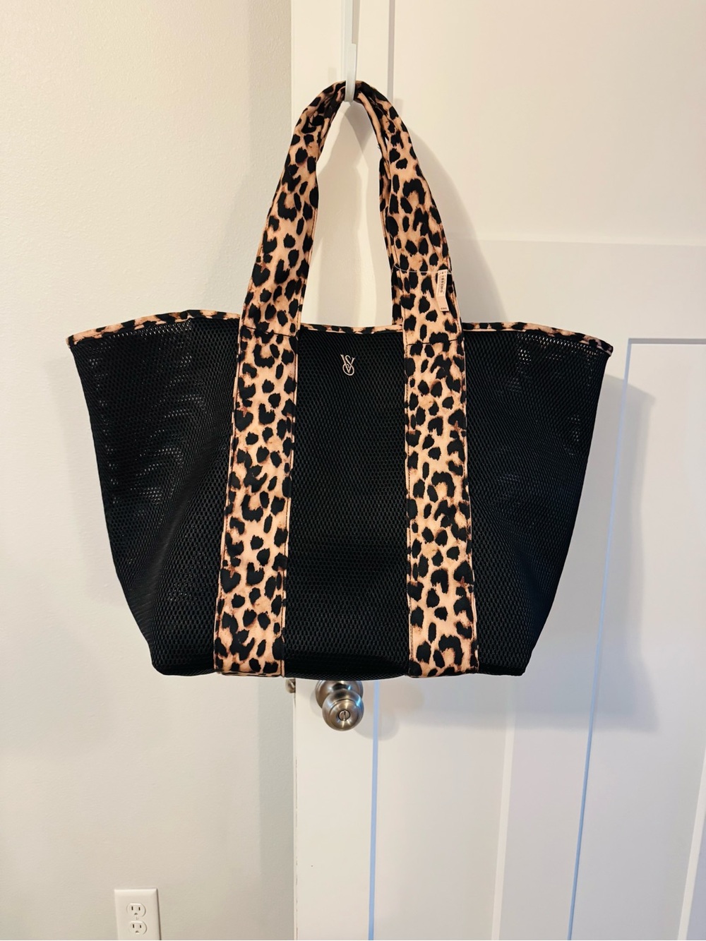 Victoria's Secret Black Tote with Leopard-Print Trim